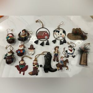 Rustic Western Holiday Ornament Set